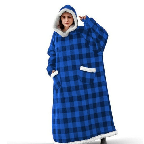 2022 Super Long Flannel Blanket with Sleeves Winter Hoodies Sweatshirt