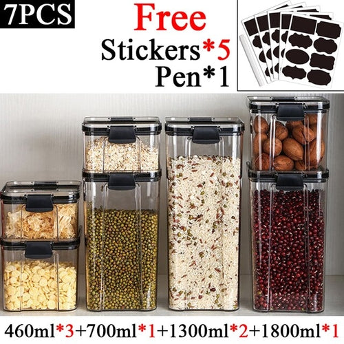 460-1800ml Plastic Food Storage Box Sets Stackable Kitchen Sealed Jar