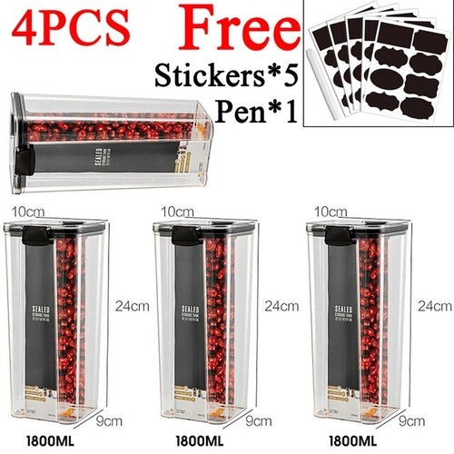 460-1800ml Plastic Food Storage Box Sets Stackable Kitchen Sealed Jar