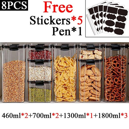 460-1800ml Plastic Food Storage Box Sets Stackable Kitchen Sealed Jar