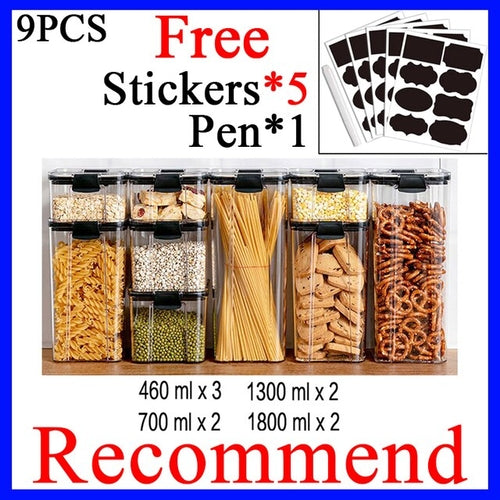 460-1800ml Plastic Food Storage Box Sets Stackable Kitchen Sealed Jar