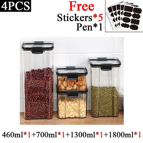 460-1800ml Plastic Food Storage Box Sets Stackable Kitchen Sealed Jar