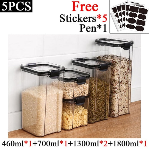 460-1800ml Plastic Food Storage Box Sets Stackable Kitchen Sealed Jar