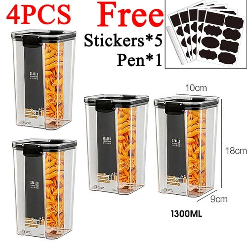 460-1800ml Plastic Food Storage Box Sets Stackable Kitchen Sealed Jar
