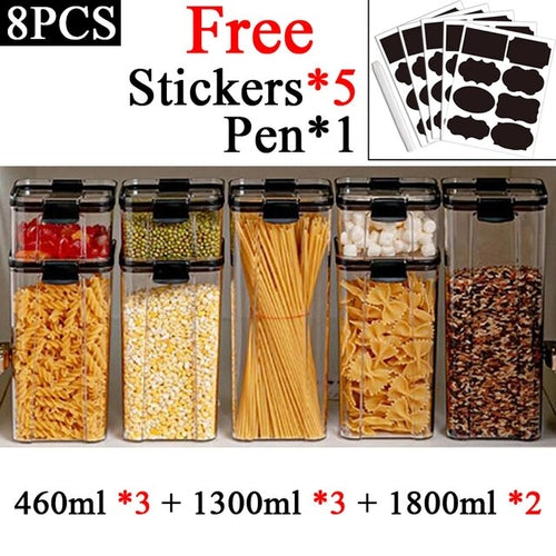 460-1800ml Plastic Food Storage Box Sets Stackable Kitchen Sealed Jar
