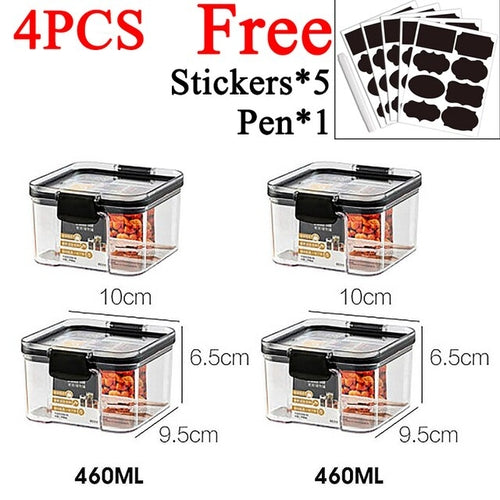 460-1800ml Plastic Food Storage Box Sets Stackable Kitchen Sealed Jar
