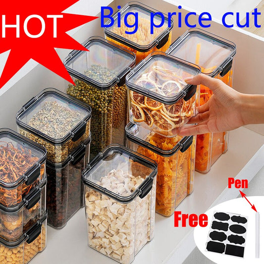 460-1800ml Plastic Food Storage Box Sets Stackable Kitchen Sealed Jar