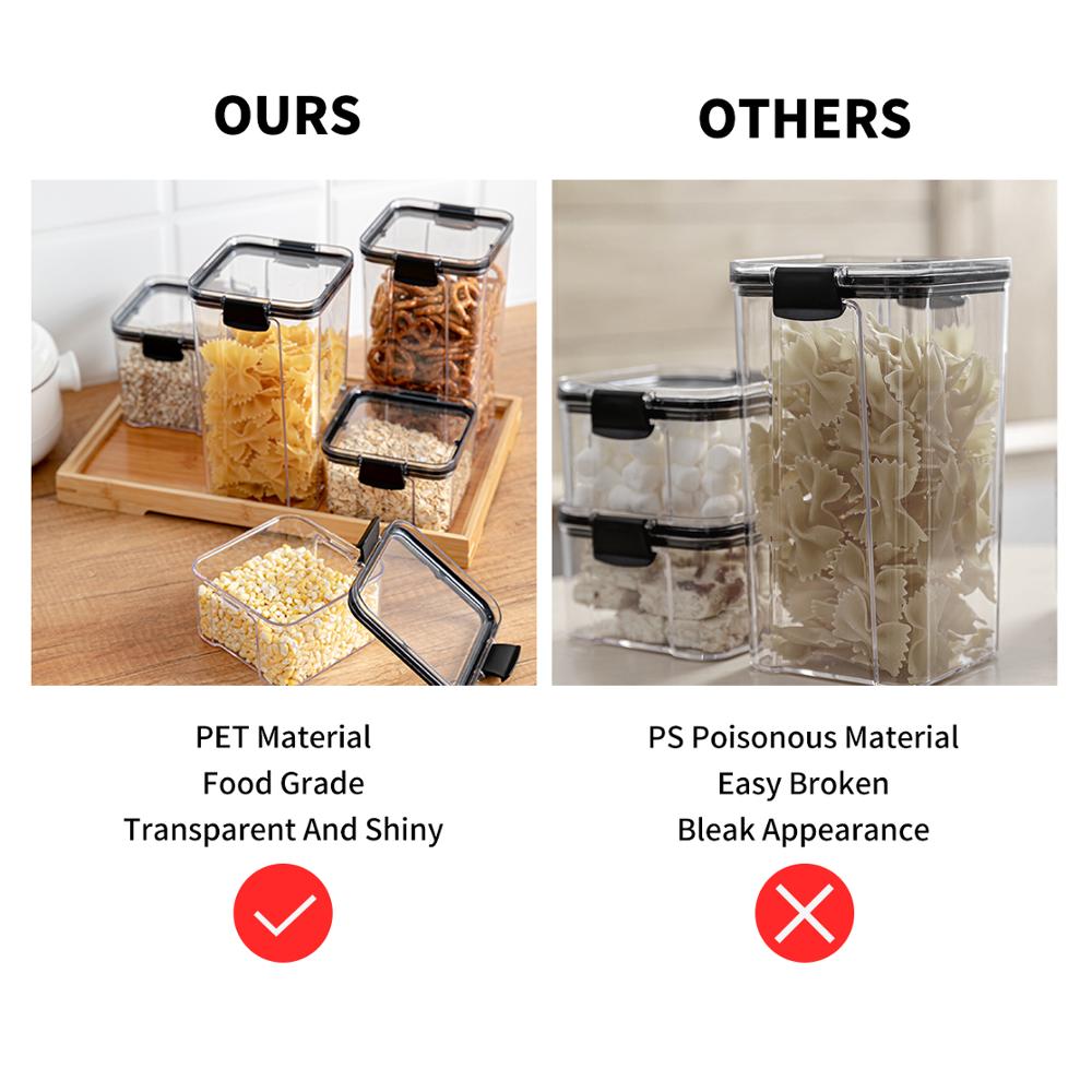 460-1800ml Plastic Food Storage Box Sets Stackable Kitchen Sealed Jar