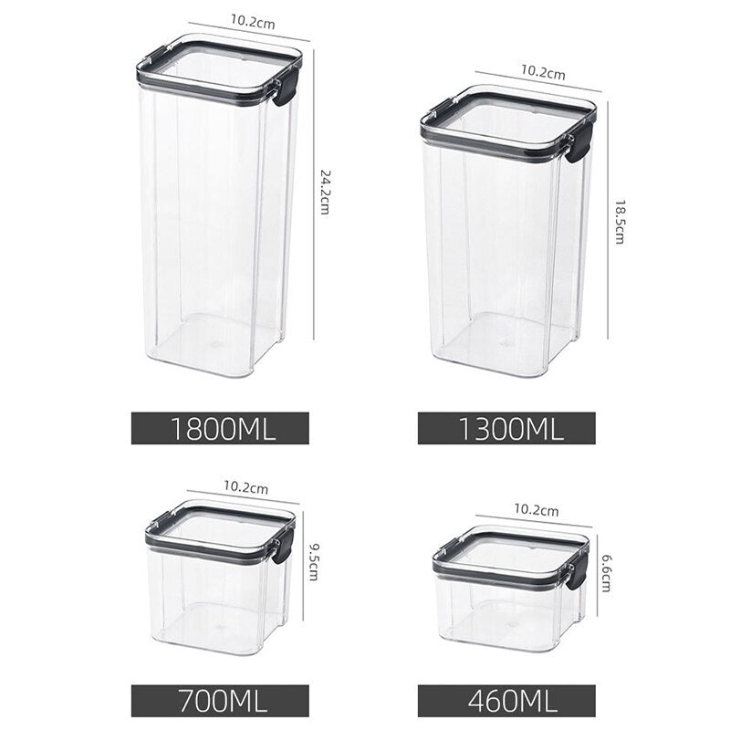 460-1800ml Plastic Food Storage Box Sets Stackable Kitchen Sealed Jar
