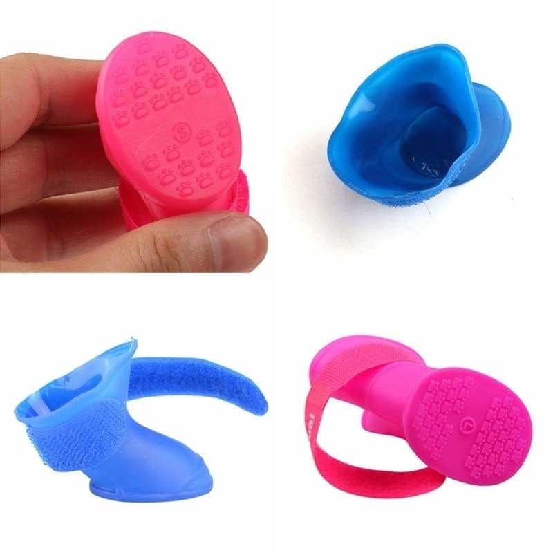 4pc/set Pet Dog Rain Shoes Anti Slip Waterproof Cat Shoe Rubber Boots