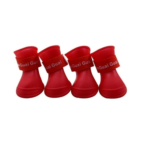 4pc/set Pet Dog Rain Shoes Anti Slip Waterproof Cat Shoe Rubber Boots