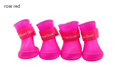 4pc/set Pet Dog Rain Shoes Anti Slip Waterproof Cat Shoe Rubber Boots
