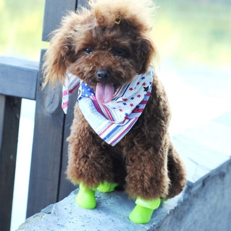 4pc/set Pet Dog Rain Shoes Anti Slip Waterproof Cat Shoe Rubber Boots