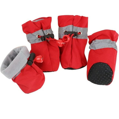 4pcs Antiskid Puppy Shoes Waterproof Winter Pet Dog Anti slip Rain