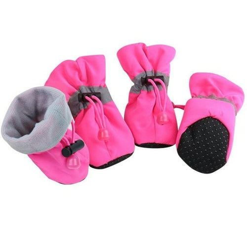 4pcs Antiskid Puppy Shoes Waterproof Winter Pet Dog Anti slip Rain