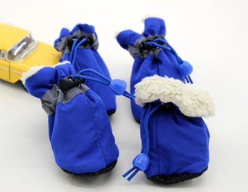 4pcs Antiskid Puppy Shoes Waterproof Winter Pet Dog Anti slip Rain