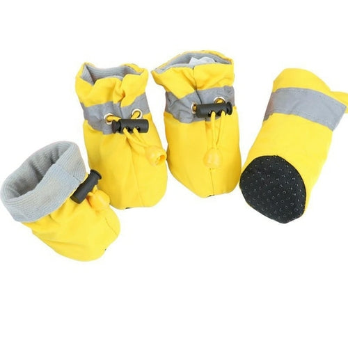 4pcs Antiskid Puppy Shoes Waterproof Winter Pet Dog Anti slip Rain