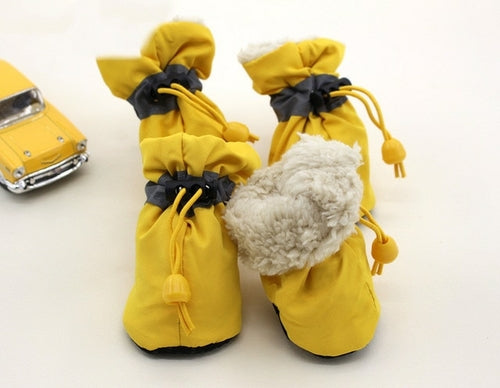 4pcs Antiskid Puppy Shoes Waterproof Winter Pet Dog Anti slip Rain