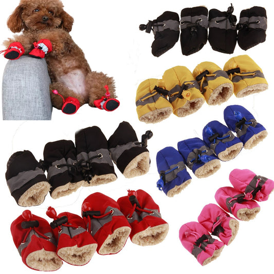 4pcs Antiskid Puppy Shoes Waterproof Winter Pet Dog Anti slip Rain
