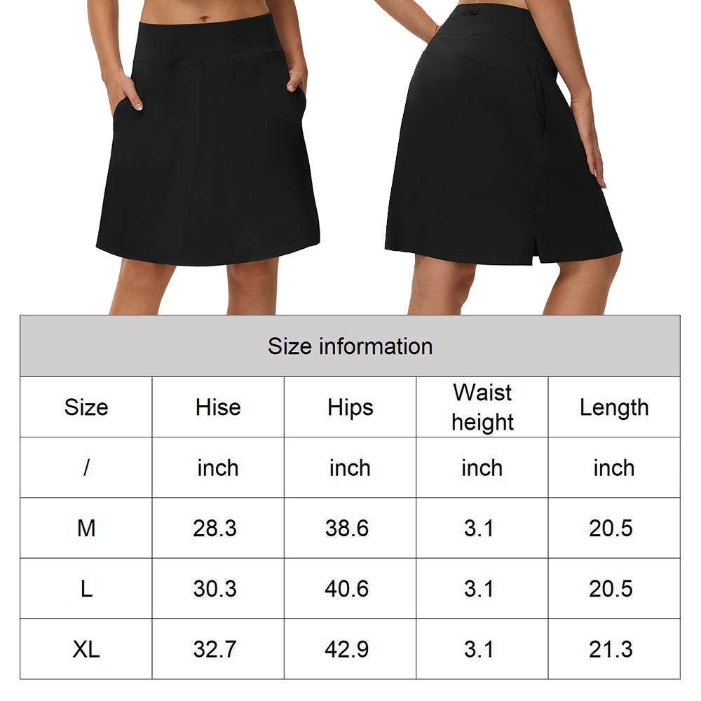 Women's 20 Inch Tennis Knee Skirts With Pockets High Waisted Shorts