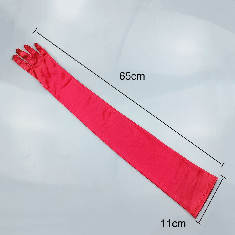 65CM 70CM Lengthen Satin Gloves Women Wedding Evening Party Etiquette