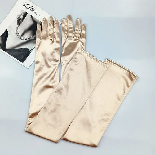 65CM 70CM Lengthen Satin Gloves Women Wedding Evening Party Etiquette