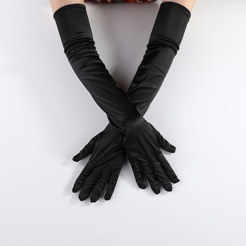 65CM 70CM Lengthen Satin Gloves Women Wedding Evening Party Etiquette