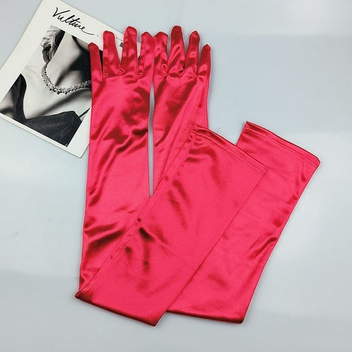 65CM 70CM Lengthen Satin Gloves Women Wedding Evening Party Etiquette