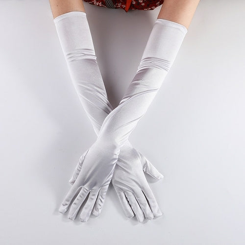 65CM 70CM Lengthen Satin Gloves Women Wedding Evening Party Etiquette