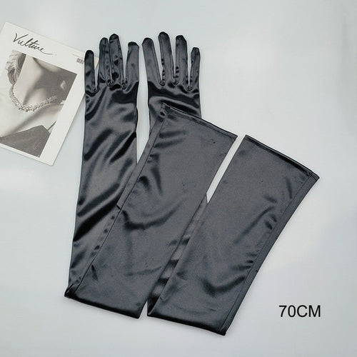 65CM 70CM Lengthen Satin Gloves Women Wedding Evening Party Etiquette