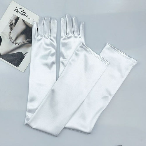 65CM 70CM Lengthen Satin Gloves Women Wedding Evening Party Etiquette