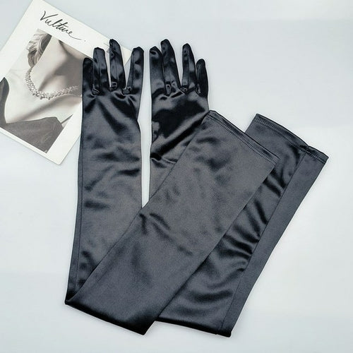 65CM 70CM Lengthen Satin Gloves Women Wedding Evening Party Etiquette
