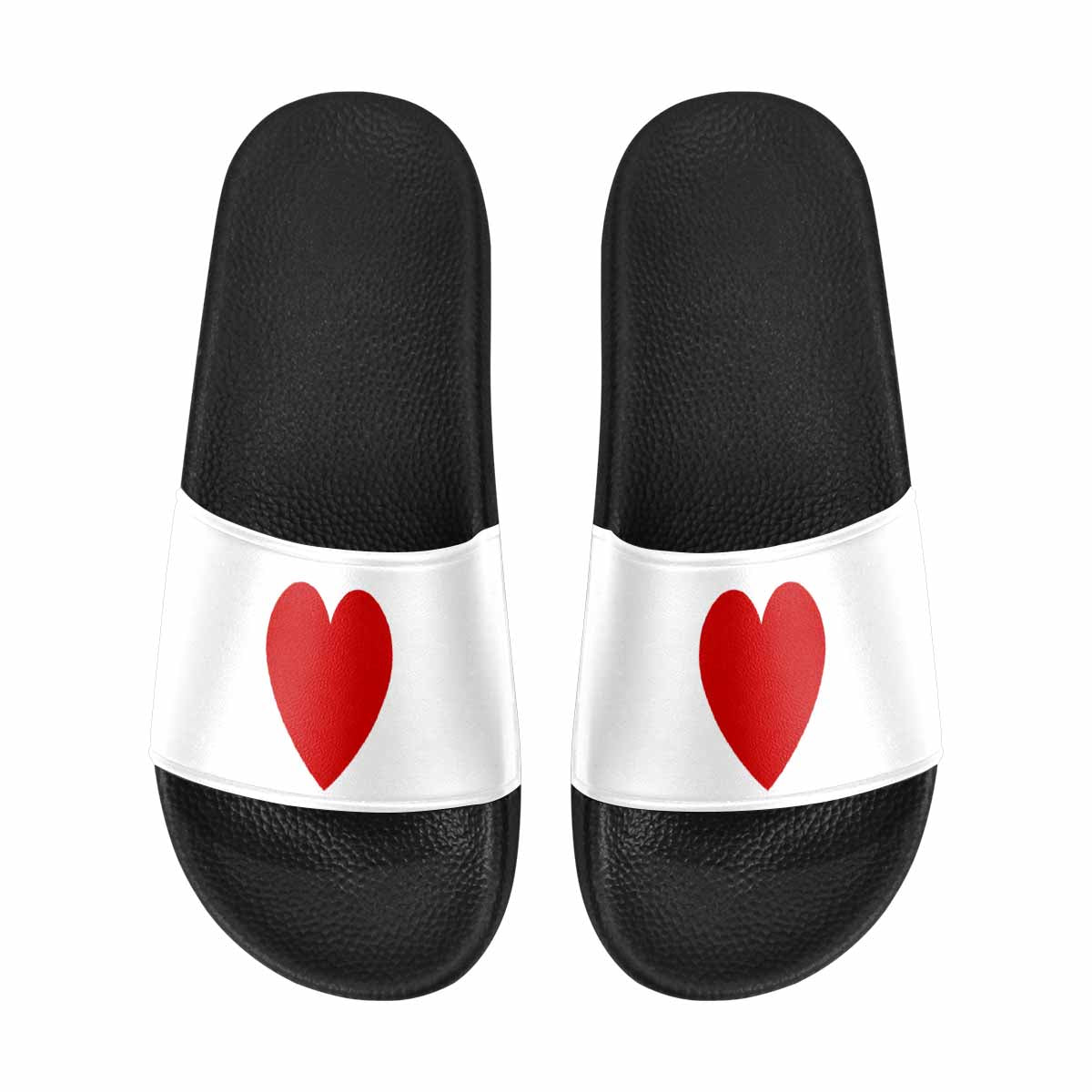 Womens Slide Sandals, White and Red Print