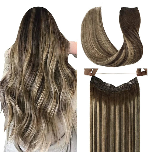 Wire Hair Extension Ombre Wire Real Human Hair Extensions Natural Remy