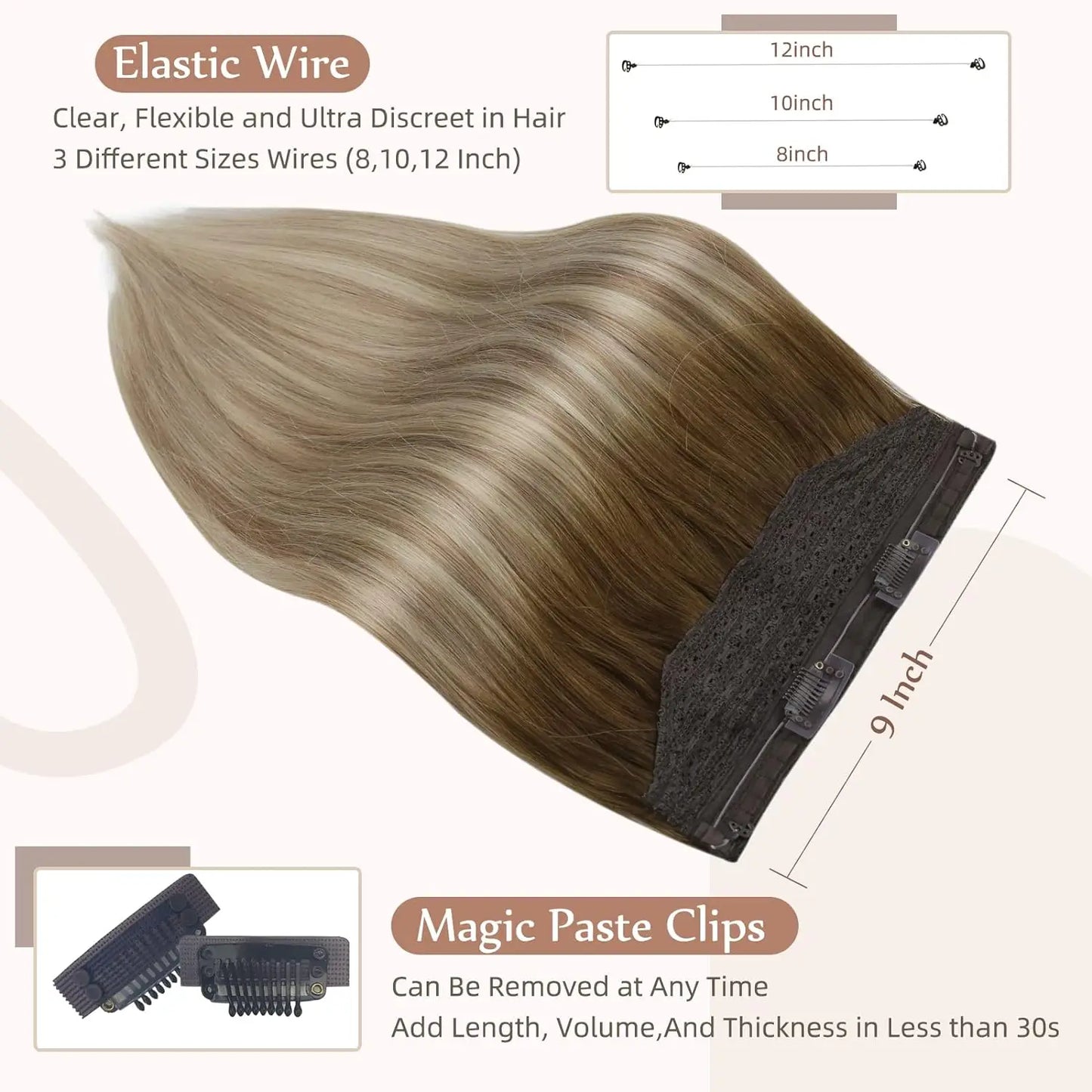 Full Shine Fish Line Hair Extensions Invisible Thread Hair Extension