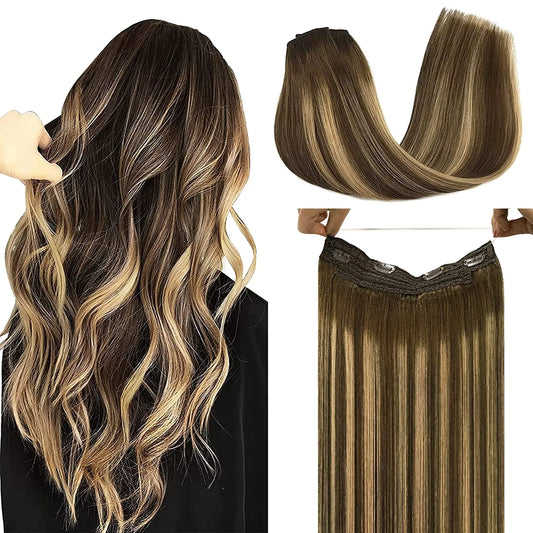 Wire Hair Extension Ombre Wire Real Human Hair Extensions Natural Remy