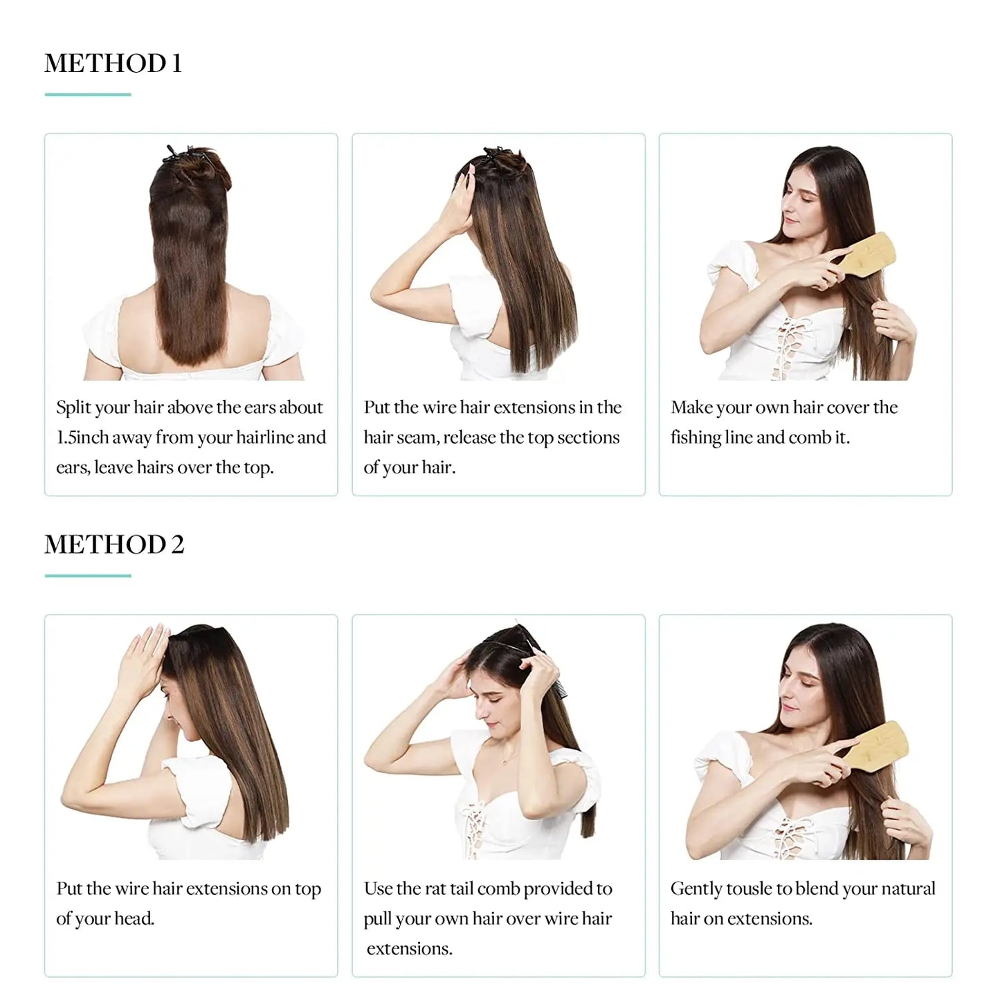 Wire Hair Extension Ombre Wire Real Human Hair Extensions Natural Remy