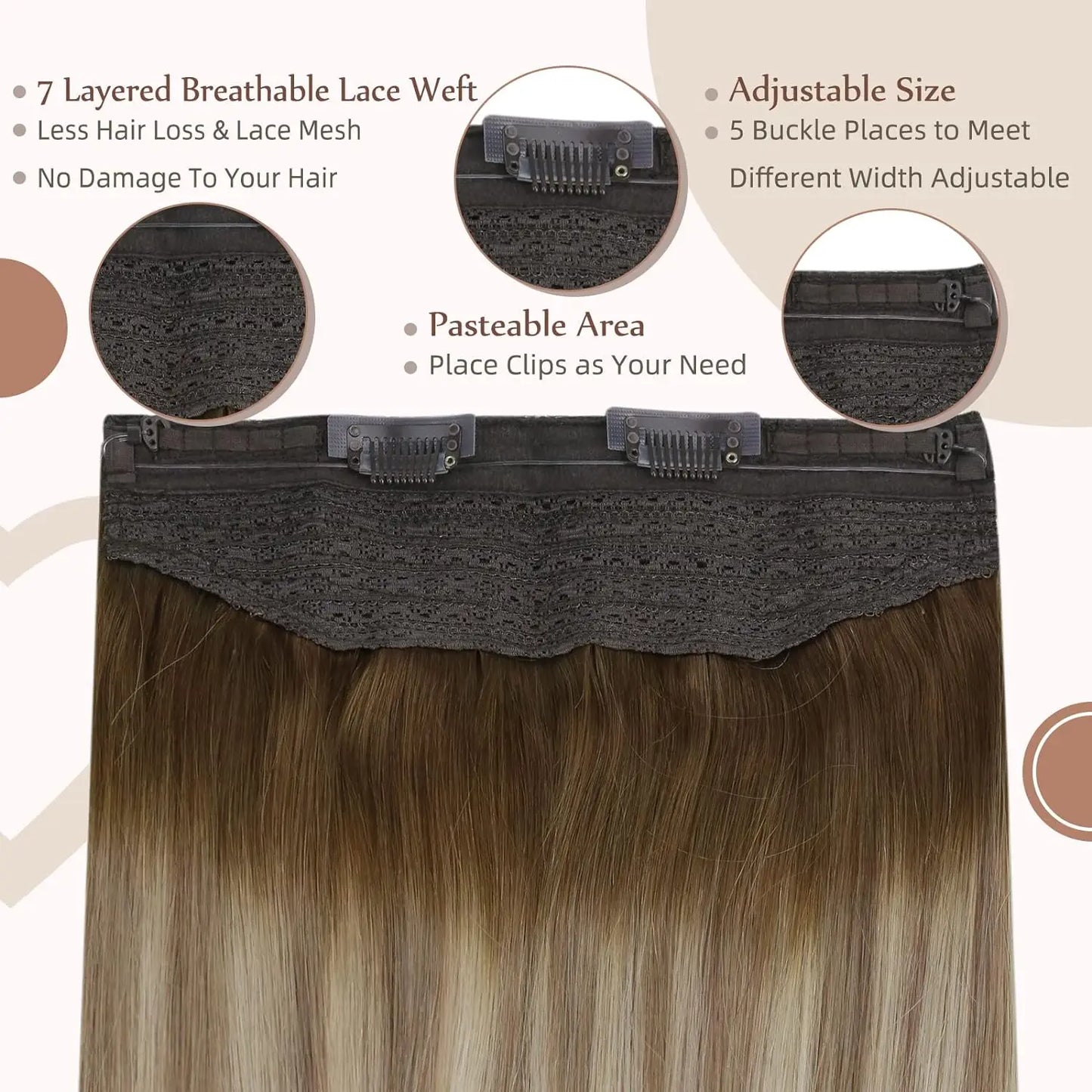 Full Shine Fish Line Hair Extensions Invisible Thread Hair Extension