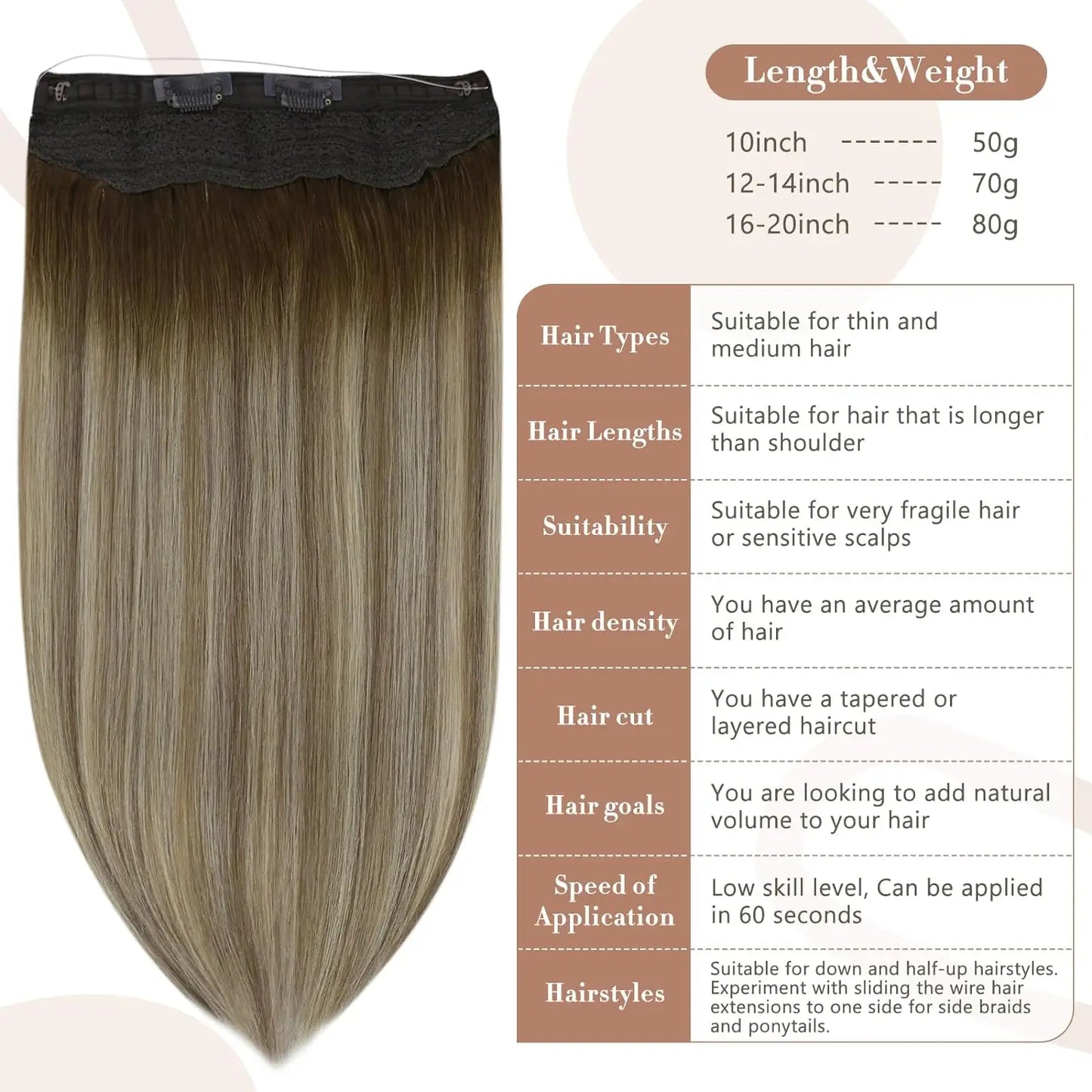 Full Shine Fish Line Hair Extensions Invisible Thread Hair Extension