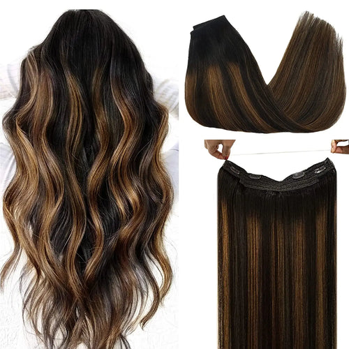 Wire Hair Extension Ombre Wire Real Human Hair Extensions Natural Remy