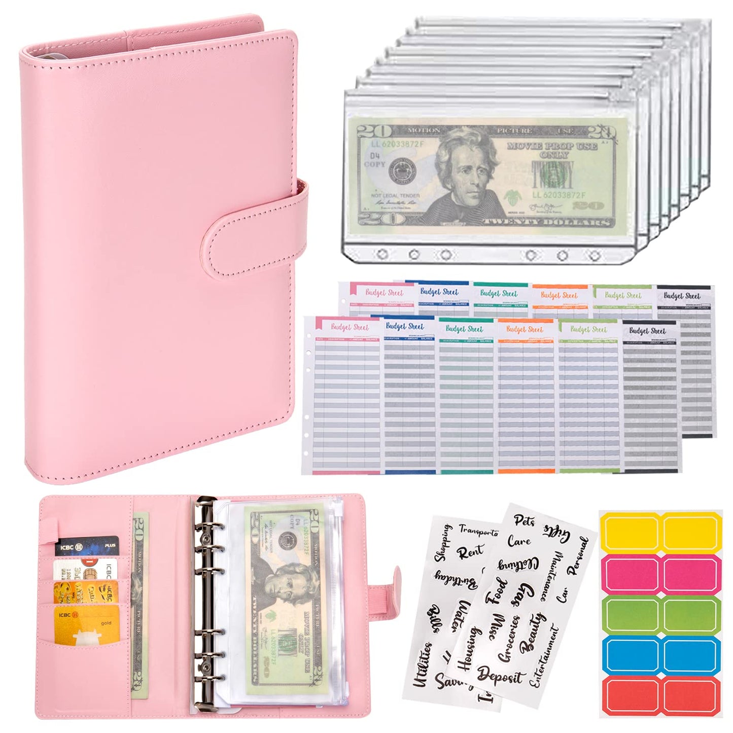 Budget Planner 2023 Cash Envelope Savings Money 6 Holes Binder for