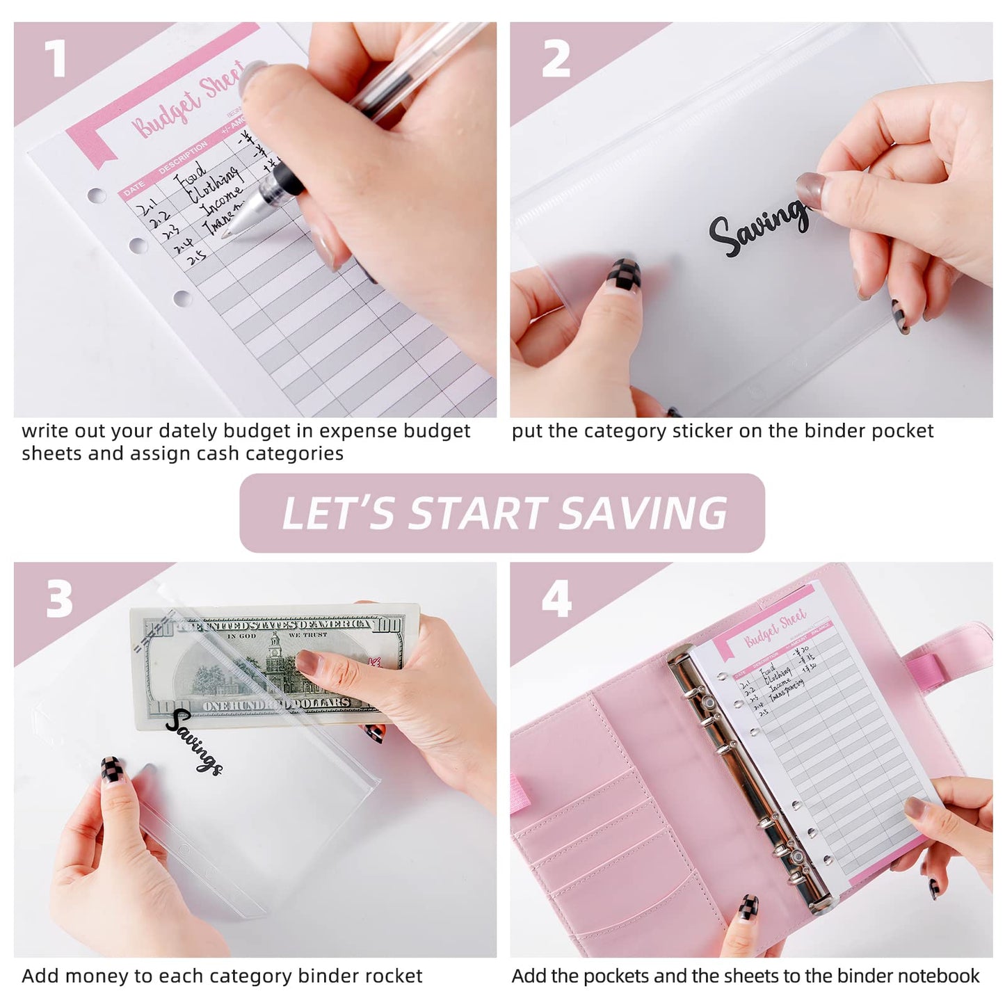 Budget Planner 2023 Cash Envelope Savings Money 6 Holes Binder for