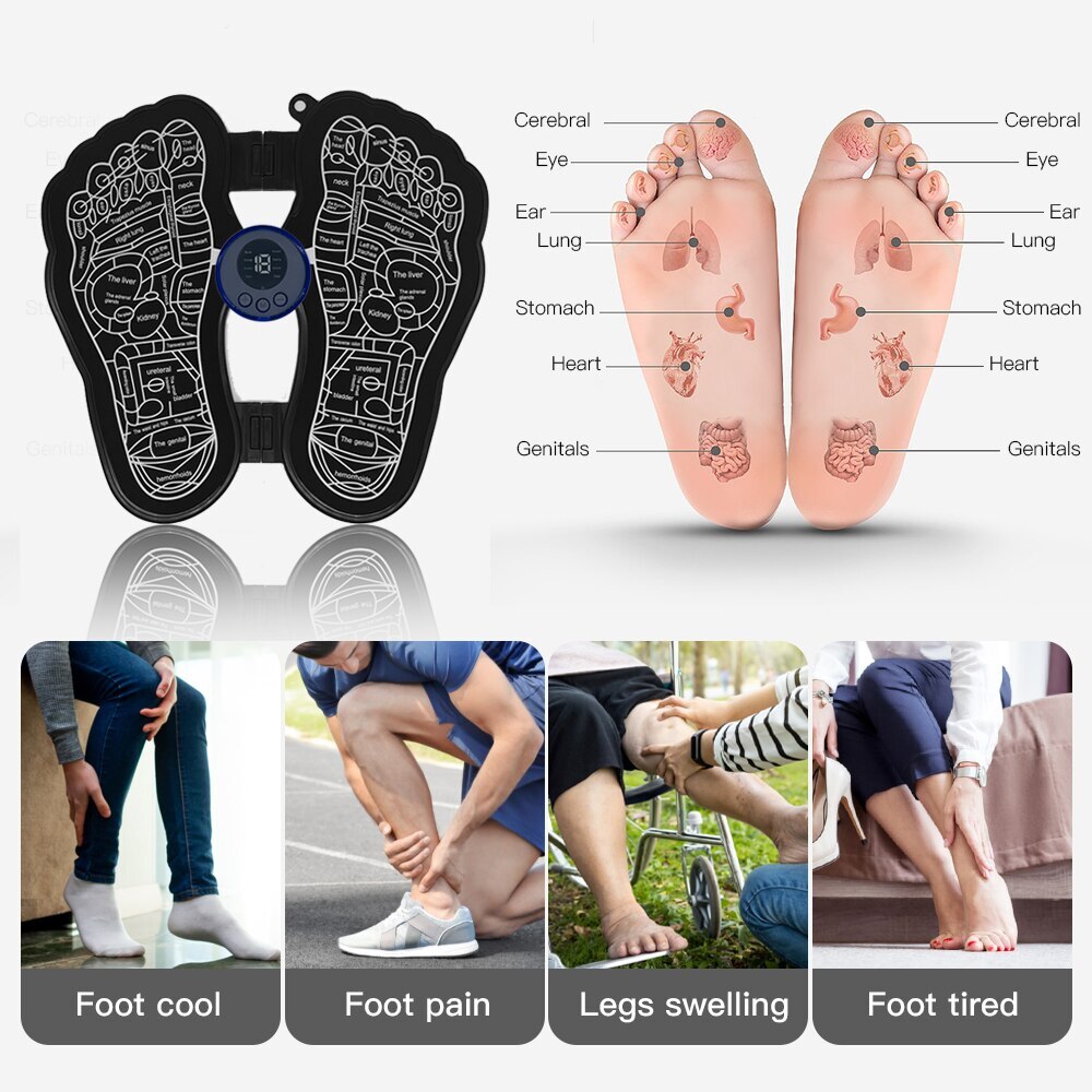 Electric EMS Foot Massage Pad Feet Muscle Stimulator Foldable Massager