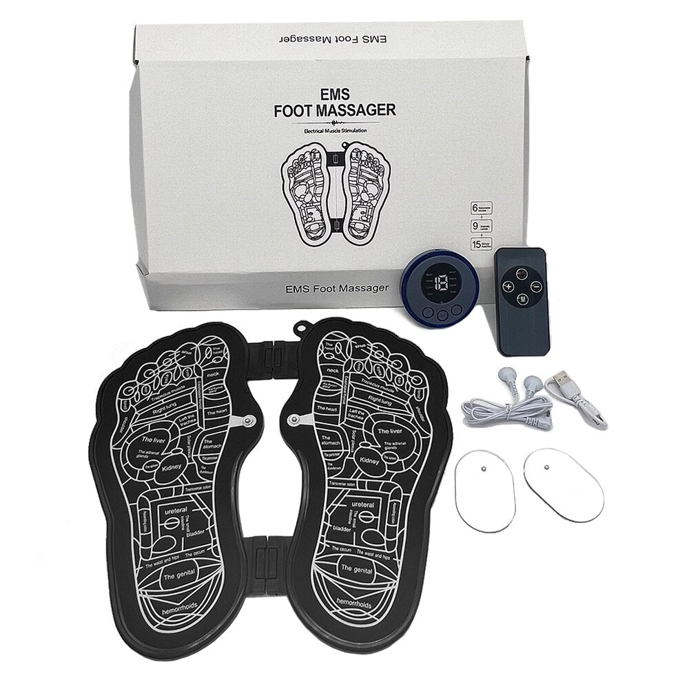 Electric EMS Foot Massage Pad Feet Muscle Stimulator Foldable Massager