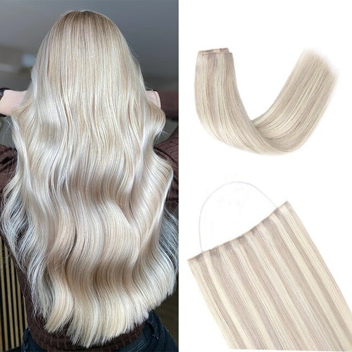 Fish Line Hair Extension Ombre Wire Human Hair Extension Natural Remy