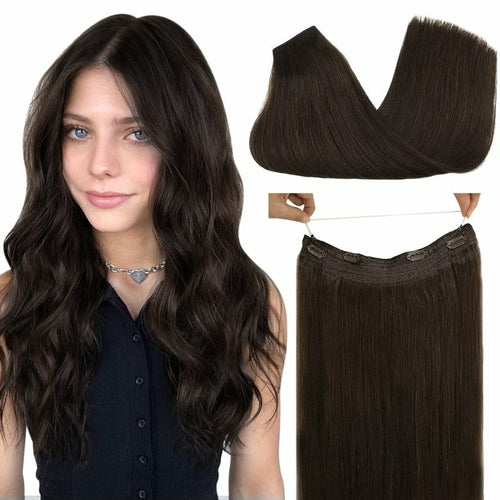Fish Line Hair Extension Ombre Wire Human Hair Extension Natural Remy