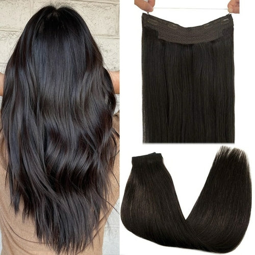 Fish Line Hair Extension Ombre Wire Human Hair Extension Natural Remy
