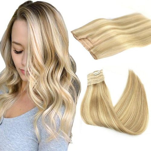 Fish Line Hair Extension Ombre Wire Human Hair Extension Natural Remy