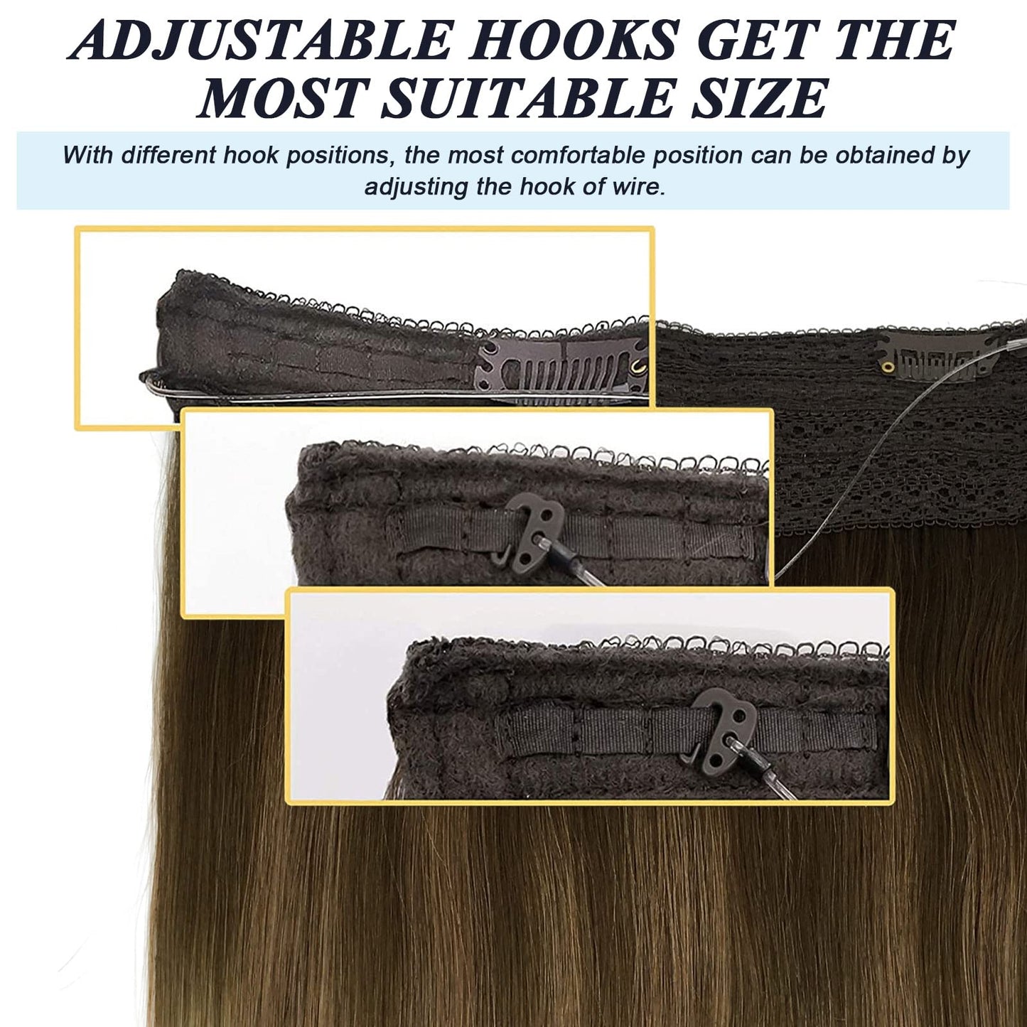 Fish Line Hair Extension Ombre Wire Human Hair Extension Natural Remy