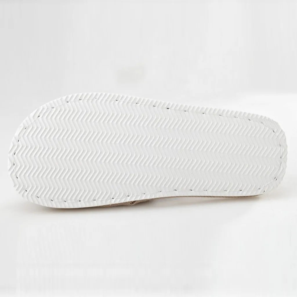 Men and women couple soft slippers Pure plain home linen slippers